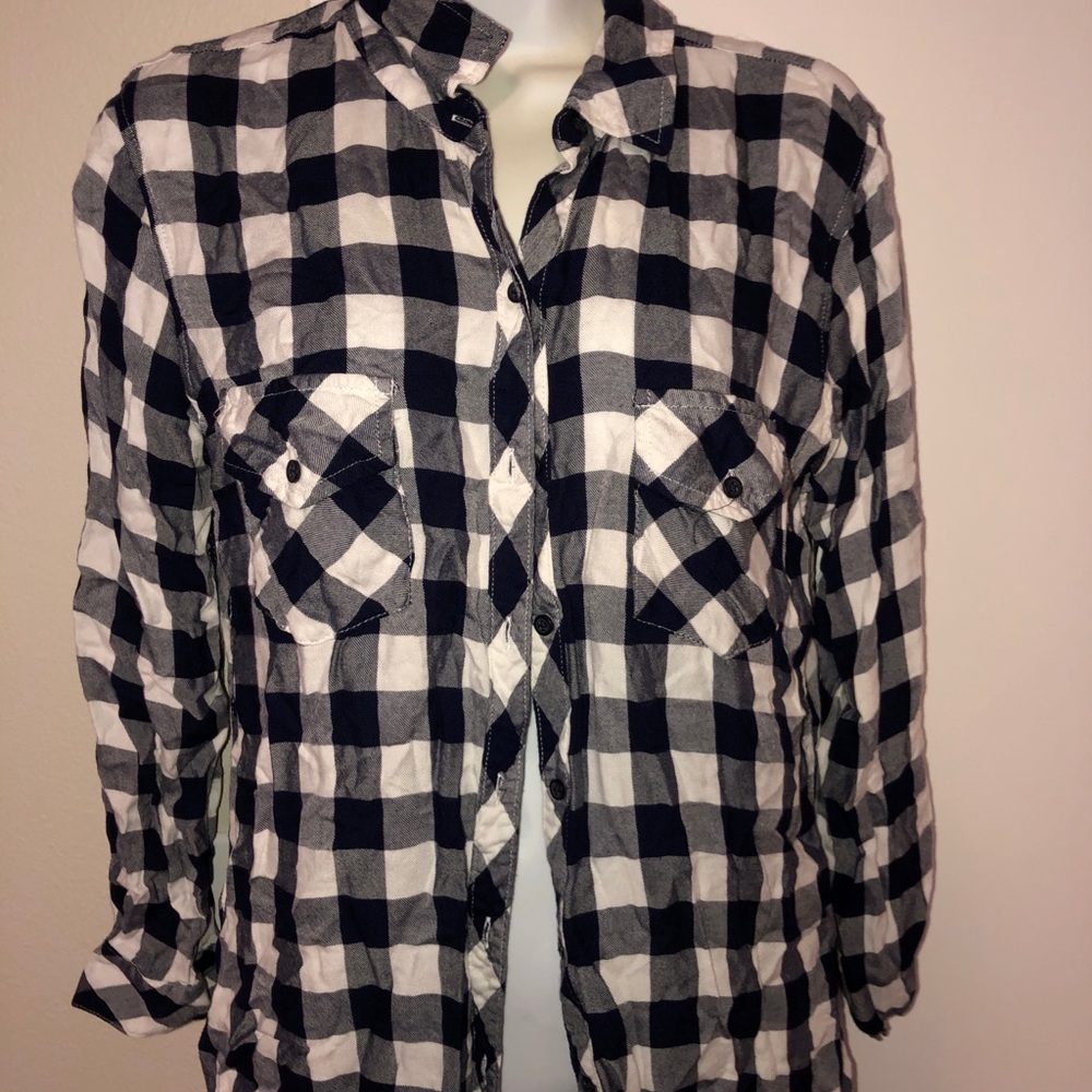 Maison Jules button down plaid shirt